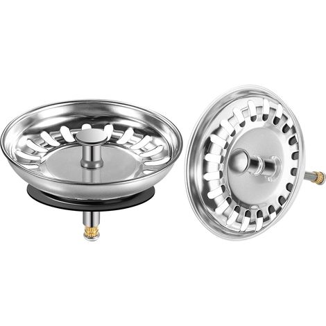 Aiperq Lot de 2 Bouchon Evier Cuisine, 80mm Bonde Evier Cuisin en Inox, Antiblocage Filtre Evier Cuisine Broche Crépine d'Évier Vidange Rapide (1/5)