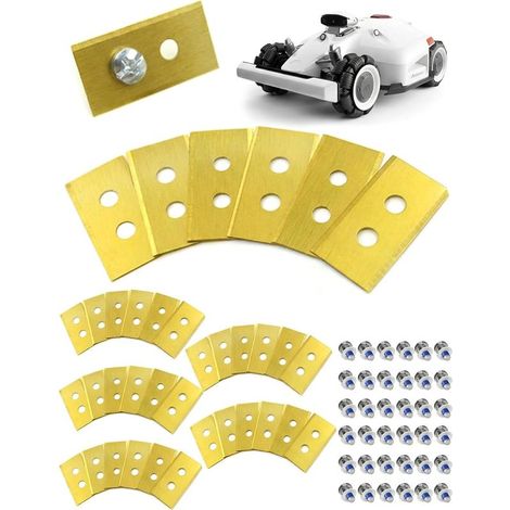 Cuchillas de repuesto para cortacéspedes robóticos, 36 unidades. Compatibles con TODAS las cuchillas de repuesto para cortacéspedes robóticos Mammotion de las series Luba y YUKA. Doble orificio. Larga (1/5)