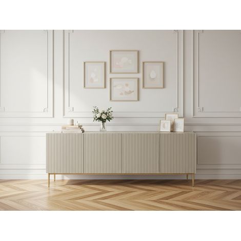 BOBOCHIC - Buffet 4 portes 200 cm KASHA Pieds or Beige (1/5)