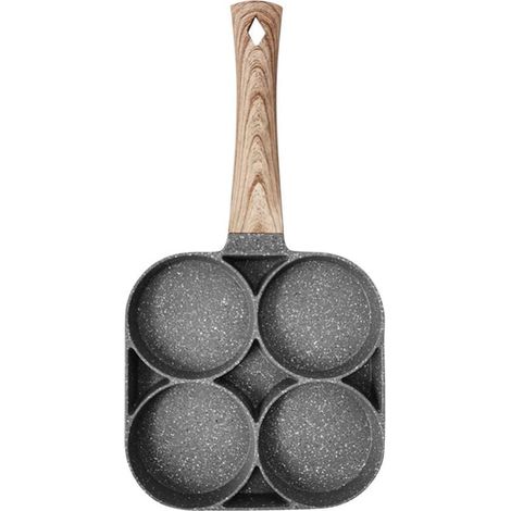 Ulisem Poêle à œufs au plat antiadhésive, poêle à hamburger pour ustensiles de cuisine, poêle à frire polyvalente à 4 trous, poêle à hamburgers pour ustensiles de cuisine (1/5)