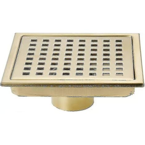 Bonde de douche carrée 6 pouces, finition or brossé, avec couvercle amovible, acier inoxydable SUS304 or brossé