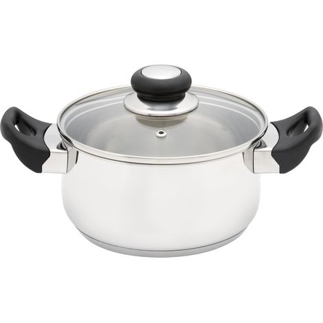 Cocotte en acier inoxydable de 18 cm – Casserole de 1,8 L avec deux poignées qui restent froides, compatible avec l'induction, passe au four et au lave-vaisselle, batterie de cuisine (1/4)