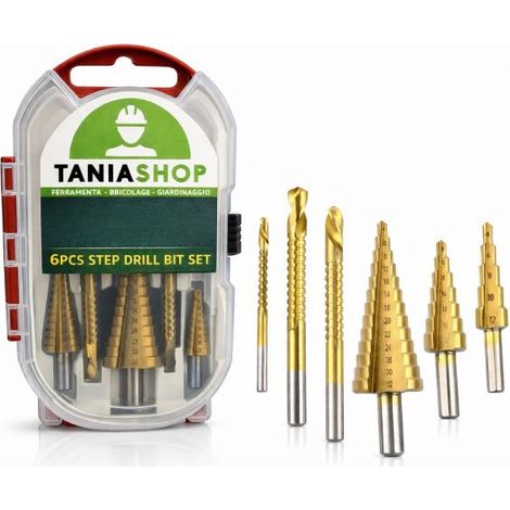 Set Punte Coniche a Gradino 4-12mm 4-20mm 4-32mm HSS Titanio per Trapano (1/5)