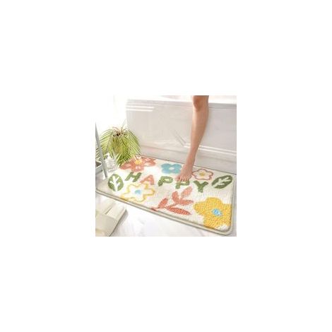 Tapis de Bain Antidérapant 40 x 60 cm Cartoon Plantes Fleurs Tapis de Sol de Salle de Bain Absorbant l'eau Carpette Bain Tapis de Douche en Douce pour de Bain pour Baignoire Toilette Paillasson