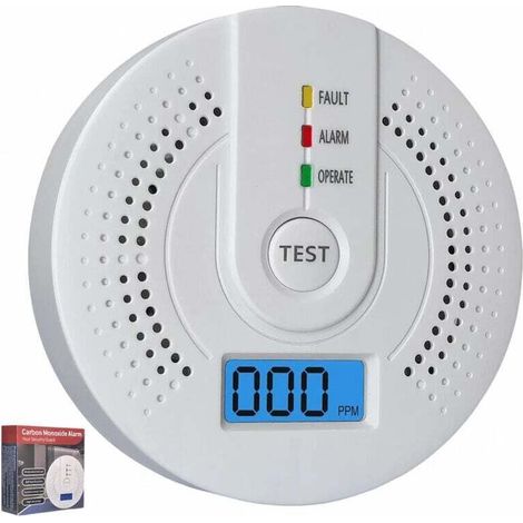 Détecteur de Monoxyde de Carbone en 50291 certifié, Détecteur de CO avec Affichage Numérique, Batterie Remplaçable, (1/3)