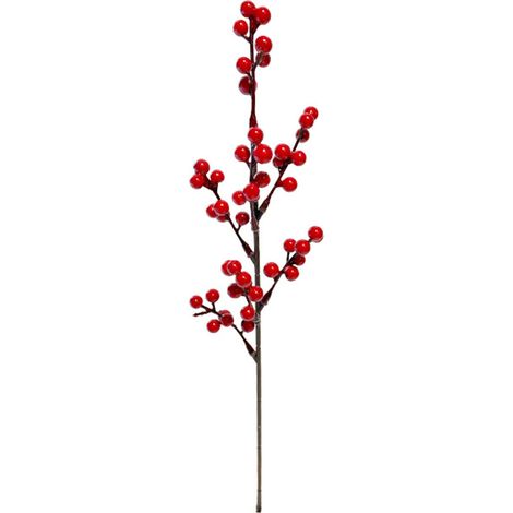 Décoration florale de Noël pour table à manger, avec des baies rouges simulées, des fèves d'acacia rouges et des colorants artificiels (style G, petite tige unique, fraise des bois à 7 branches, rouge (1/2)
