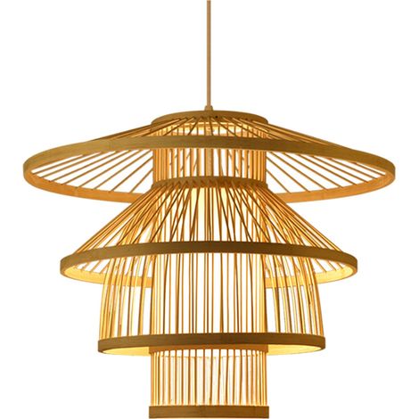 Suspension en bambou tressé, lustre imitation peau de mouton, lampe suspendue pour maison, hôtel ou restaurant (1/5)