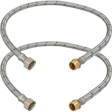 Connettore flessibile da 3/8” femmina-maschio per raccordi, 70 cm, set da 2 pezzi (1/5)