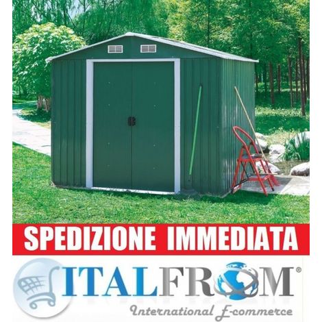 BOX CASETTA CASETTE RIMESSA RIPOSTIGLIO GARAGE AUTO PER GIARDINO LAMIERA ZINCATA 131x206x175h (1/3)