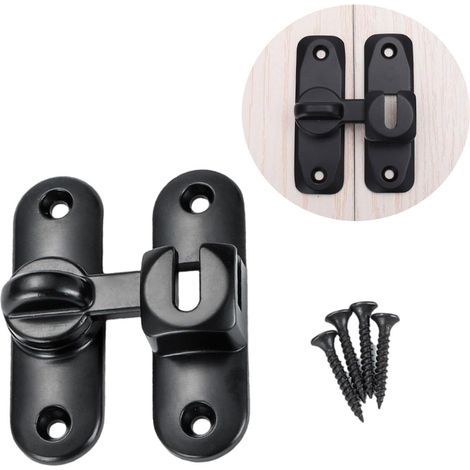 Serrure de porte coulissante à 90 degrés en acier inoxydable avec vis, pour cuisine, chambre, salle de bain, noir (1/5)