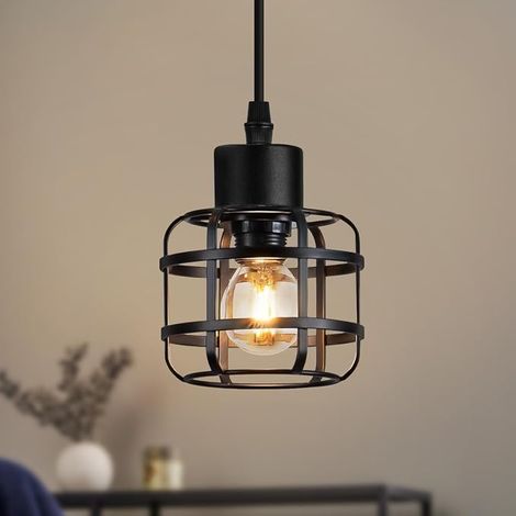 GBLY Lampada Suspension Tavolo Pranzo Vintage Metallo 1 Lampada E14 Nero Regolabile Altezza Senza Lampada Per Soggiorno (1/5)