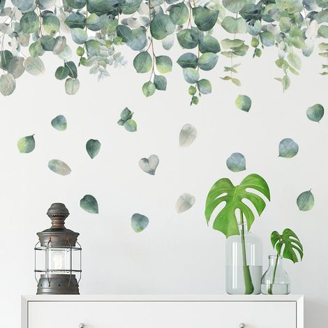 Sticker mural plante à feuilles vertes - Décoration murale pour salon (1/5)