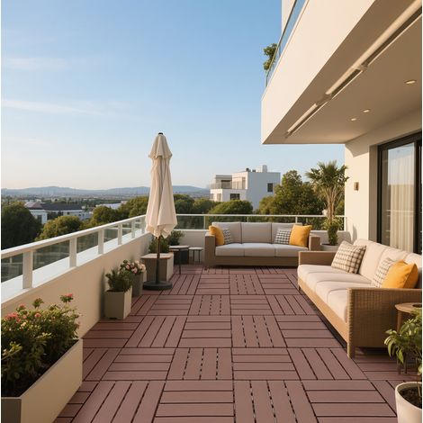 Piastrelle da terrazza a incastro 30,5 x 30,5 cm, set da 44, in polipropilene, marroni HAVRYA (1/5)