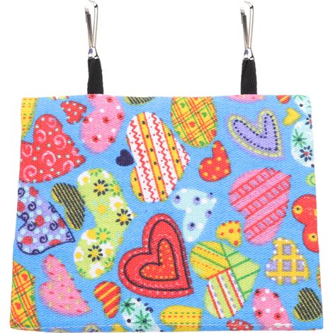 Nichoir suspendu triangulaire en toile colorée pour perroquets, avec crochets, idéal pour les calopsittes et les inséparables (17 x 11 x 15 cm). (1/5)