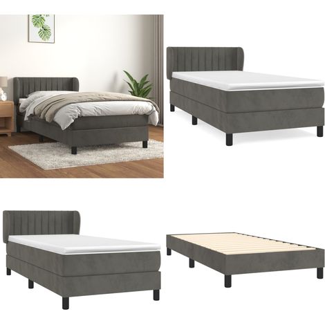 Boxspringbett mit Matratze Dunkelgrau 100x200 cm Samt - Samtbett - Boxspringbett - Doppelbett - Bettauflage - Matratze - Home & Living (1/5)
