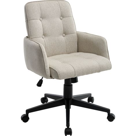 CHAIRUS Office Chair in Linen Upholstered Modern Desk Chair Height Adjustable Swivel Chair with Wheels for Home Office Bedroom Workplace, Beige (1/5)