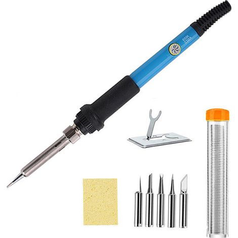 Kit de soudure 60W, fer à souder électrique réglable 200-450°C, conforme aux normes européennes. (1/5)