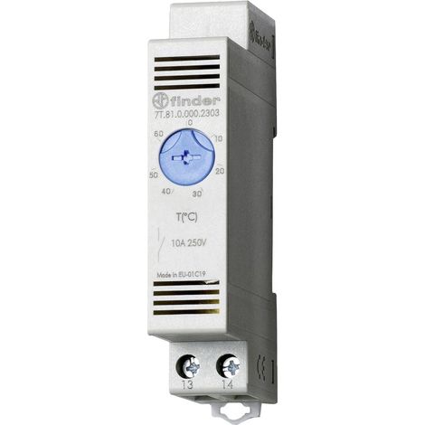 Finder Thermostat d'armoire de distribution 7T.81.0.000.2302 250 V/AC 1 NO (T) (l x H) 17.5 mm x 88.8 mm 1 pc(s)