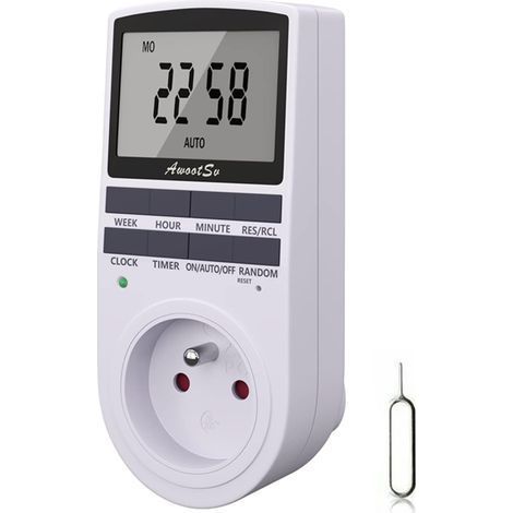 Prise de courant - Minuterie numérique programmable - avec écran LCD et mode aléatoire antivol - 1 article (1/5)