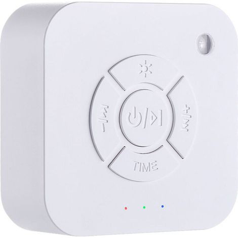 Kleiner, weißer Schnuller zum Einschlafen mit 9 beruhigenden Geräuschen, Atemanzeige, Timer und USB-Ladefunktion. Ideal für Babys, Familien, Büros und Reisen.