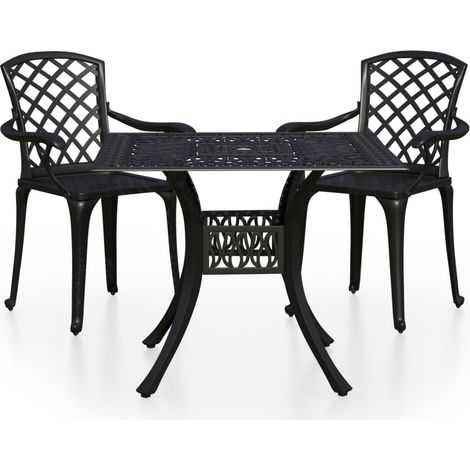 vidaXL Set da Bistrot 3 pz in Alluminio Pressofuso Nero (1/5)