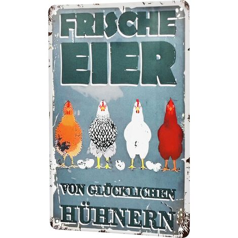 Plaque en Métal pour Poulailler d'Extérieur, Panneaux de Poulailler Décoration de Maison de Campagne Vintage, Panneau Amusant pour Coop Farm Yard Outdoor Garden Thanksgiving (30 x 20 cm) (1/5)