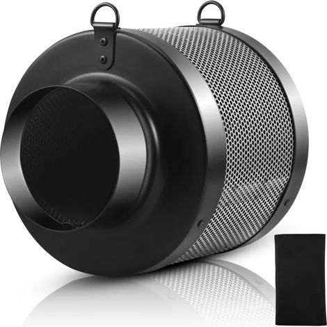 Filtre à charbon actif 100 mm (4 pouces), 200 mm longueur 38 mm épaisseur, pour tente de culture, chambre de culture, hydroponie, ventilateur de gaine (1/5)
