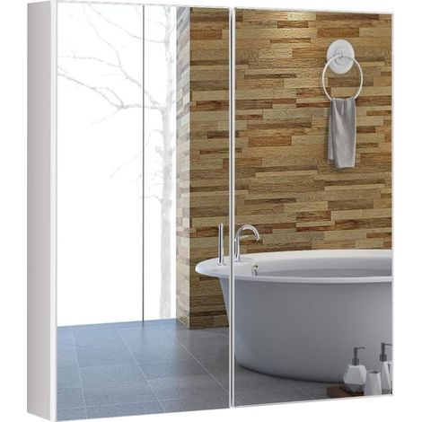COSTWAY Armario de Baño Mueble con Espejo de Pared con 2 Puertas 2 Estante Gabinete de Almacenamiento Organizador (1/5)