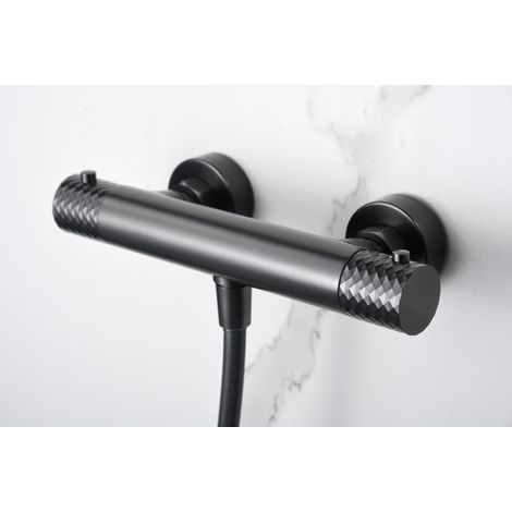 IMEX BTG053-5BGM GÉNOVA Kit Ducha Termostático Black Gun Metal - ref: BTG053-5BGM