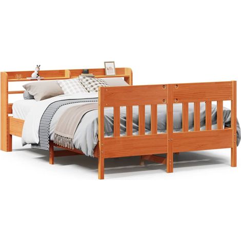 Maison Exclusive - Massivholzbett ohne Matratze Wachsbraun 120x19