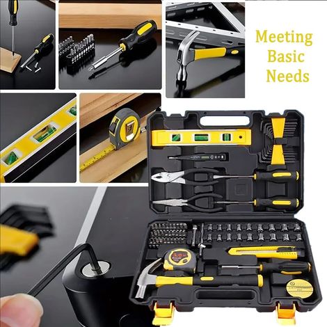 Cassetta degli attrezzi, kit di attrezzi per riparazioni domestiche da 78 pezzi, kit di attrezzi per la casa, set di attrezzi da 78 pezzi, kit di attrezzi in metallo, kit di attrezzi con cassetta degl (1/4)