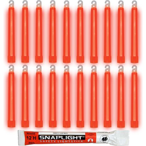 Cyalume Bastone Luminoso SnapLight Glow Sticks 15 cm - Light Sticks molto luminoso con durata di 12 ore - Rosso (Sacchetto da 20) (1/4)
