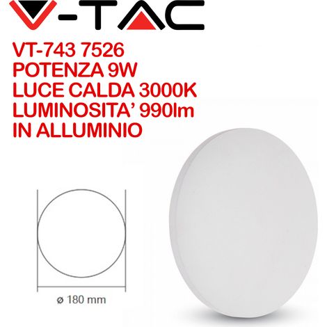 Applique Lampada LED da Muro Rotonda 9W 3000K Effetto Sole IP65 Carcassa Bianca SKU-7526 (1/5)