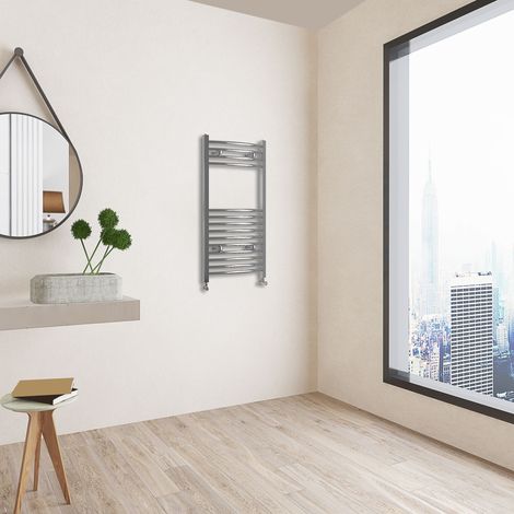 Acezanble 800x400mm(HxW) Chrome Curved Heated Towel Track Heated Towel Radiator