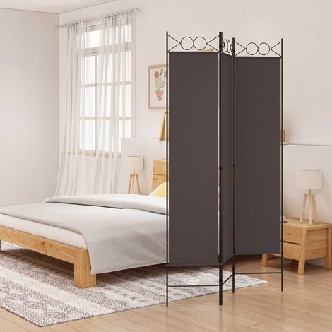 vidaXL Biombo divisor de 3 paneles de tela marrón 120x200 cm (1/5)