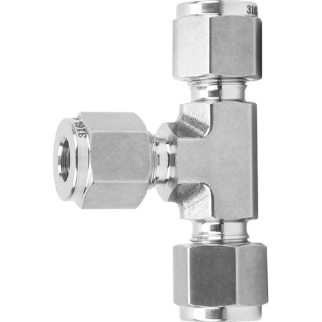 Raccord en T avec bague de compression de même diamètre, acier inoxydable 316, pièce forgée SS-600-3Ф8 (1/5)