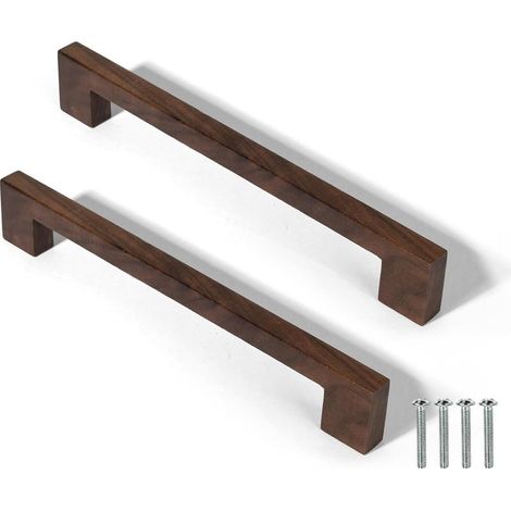 Lot de 2 Poignées en Bois Massif pour Armoire Porte Tiroir Commode Tiroir Couleur Bois Original Style Simple et Moderne (192MM) (1/5)