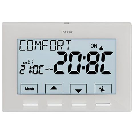 PERRY Termostato digitale a menù 230V serie “NEXT” colore bianco - 1TPTE029B