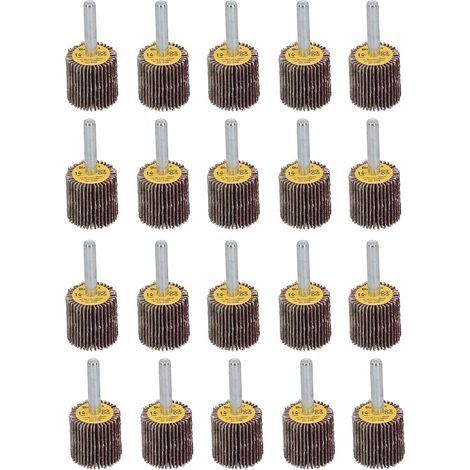 Lot de 20 disques abrasifs à lamelles Grain 80 25 mm Pour perceuses Tige 6 mm (1/4)