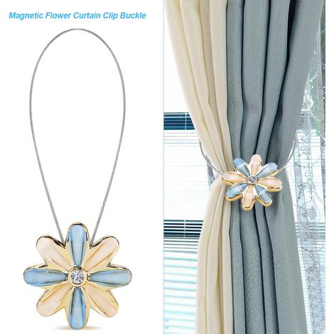 Attache rideau magnetique fleur cristal bijou decor maison accessoire tie back 1 (1/5)