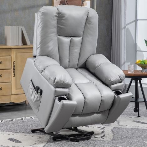 Fauteuil releveur électrique 96x94x106 cm gris foncé en métal avec massage et inclinable (1/3)