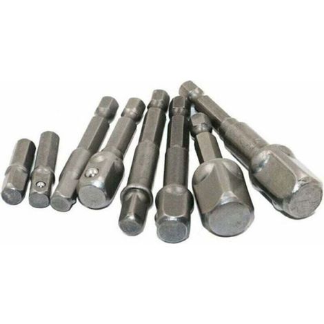 Adaptateur Porte-Douilles - Acier Chrome Vanadium - Pour Perceuse À Percussion Et Visseuse À Choc - 1/4" 3/8" 1/2" - 8 Pièces (1/4)