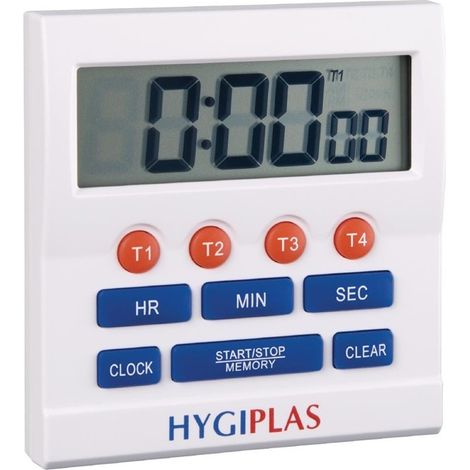 Minuteur professionnel électronique grands chiffres - 80 x 80 mm - Hygiplas