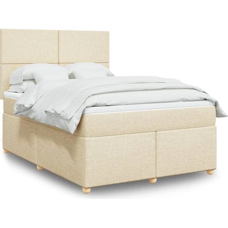 Boxspringbett mit Matratze Creme 140x200 cm Stoff