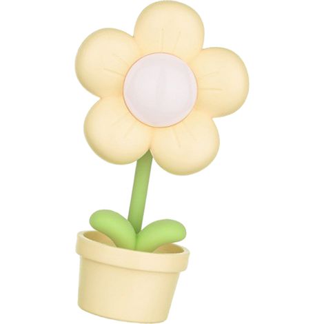 Lampe de chevet fleur pour enfant lumière douce flexible 360° sur pile décorative chambre jaune (1/5)