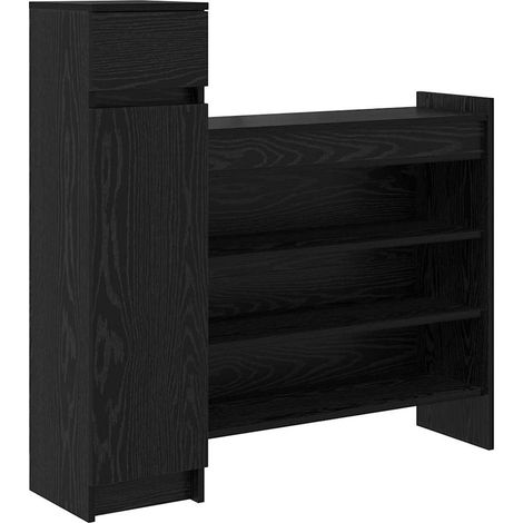 Maison Exclusive - Mobile per scarpe con cassetto Rovere Nero 100,5 x 28 x 100 cm