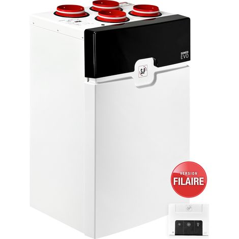 VMC double-flux DOMEO EVO très haut rendement 88%,225 m3/h,cde filaire S&P 600102