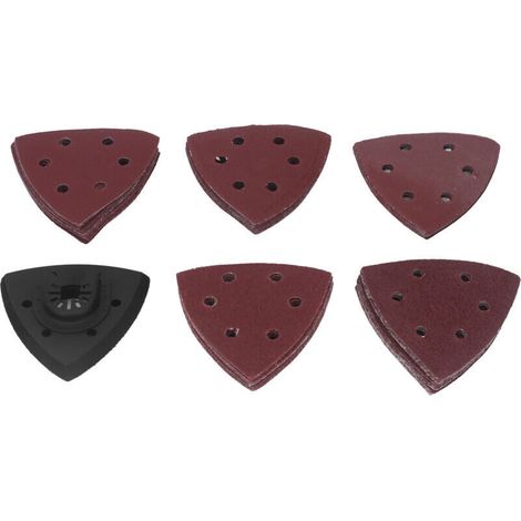 51-teiliges, detailliertes Schleifpad-Set mit 6 Staubabsaugungslöchern, 3,5-Zoll-Dreieckschleifpapier für Metall und Holz