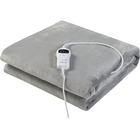 Couverture chauffante électrique 120 watts chambre 180 x 130 cm gris clair