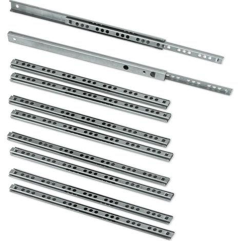 Lot de 5 paires (10 pièces) Coulisses/Glissières à Billes Extrait Partie 17mm x 278mm pour Tiroir, Zingué (1/4)